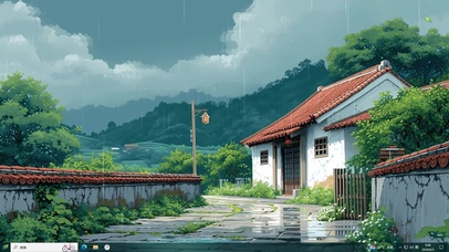 雨中农家小院主题