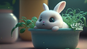 可爱白色治愈兔兔