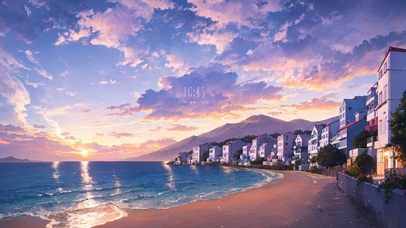 4K唯美治愈浪漫夕阳海滨小镇