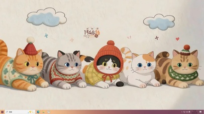 可爱猫咪排排坐