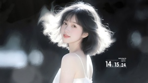 清纯甜美短发回眸女孩