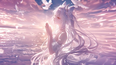 雪墨壁纸丨刻晴丨纯白祈福丨