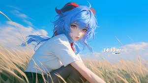 秋天草丛女孩