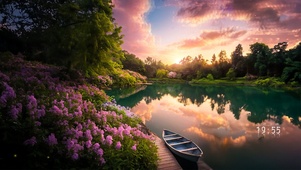 湖景樱花