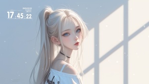 白发马尾少女