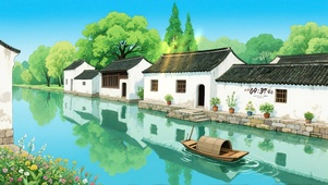 清新古镇河畔