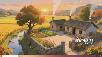 乡村夕阳景色桌面主题