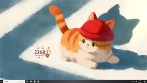 可爱红帽小猫	