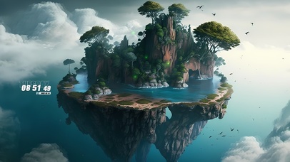 唯美天上悬浮小岛