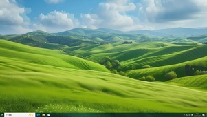 护眼绿景房屋山川主题