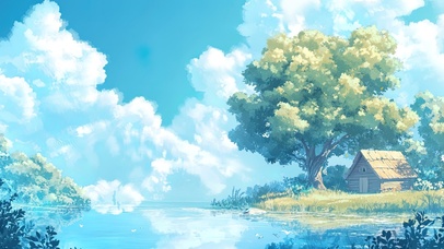 清晨的郊外小木屋