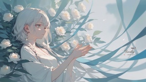 白发花海少女