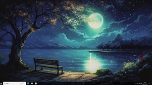月伴湖夜-桌面主题