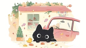 简约插画小猫