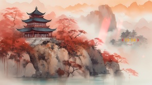 唯美红色治愈森林