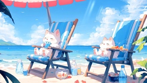 海边度假猫咪