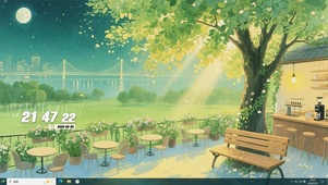 护眼绿景树木夜景桌面主题