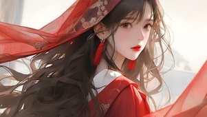 红衣国风少女