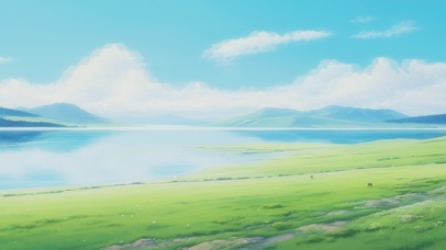 唯美草原湖泊