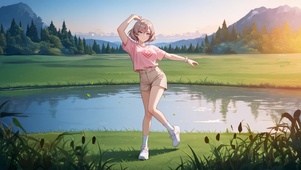 唯美草地少女