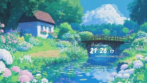 蓝天白云树木河流
