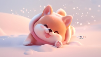 雪地玩耍的狗狗