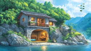 唯美河岸小屋