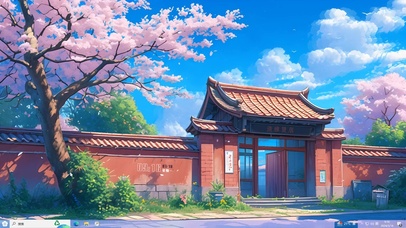 4K唯美樱花小院主题