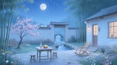 4K唯美夏夜庭院