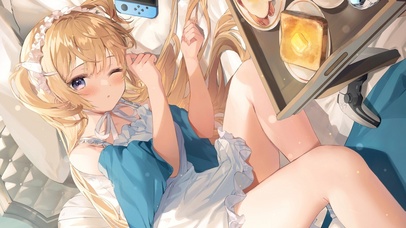 4K玩游戏的动漫少女