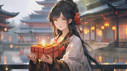 【4K】雨中古风美少女