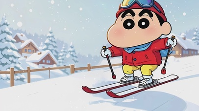 滑雪的小新