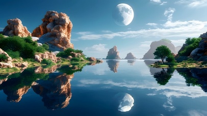 大自然风景山川河流湖泊傍晚