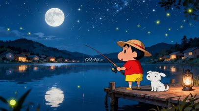 小新和小白的静谧垂钓