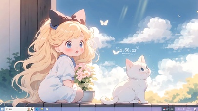 暖洋洋女孩和猫咪