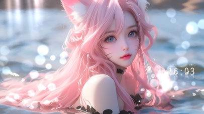 绝美水中狐耳女孩