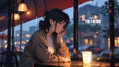 雨夜咖啡少女