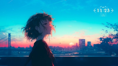 夕阳天台少女
