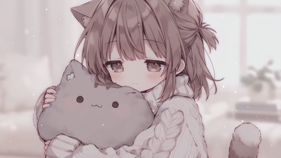 萌系可爱猫抱枕女孩