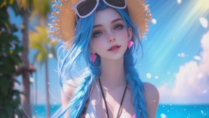 4K假日海边少女