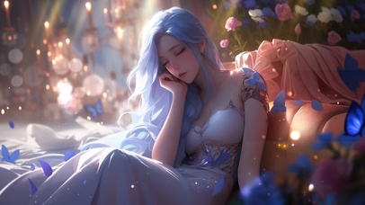 气质蓝发睡美人