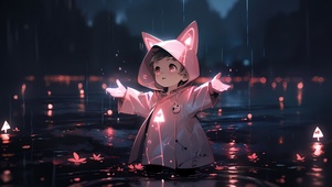 简约雨中可爱小女孩