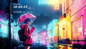 雨天打伞女孩
