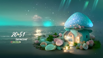 唯美荧光蘑菇小屋