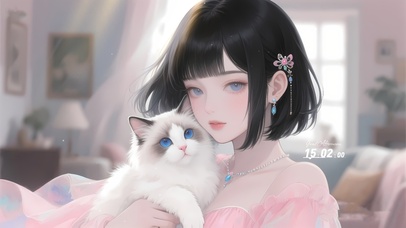 清纯短发猫系美女