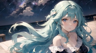 4K蓝色头发可爱女孩