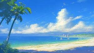 夏日夕阳海景