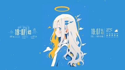 极简蓝色女孩（进入看完整壁纸）