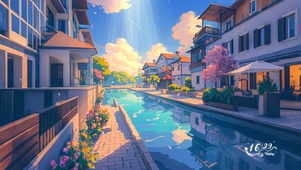 4K 水边的小镇