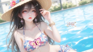 夏日泳池美女